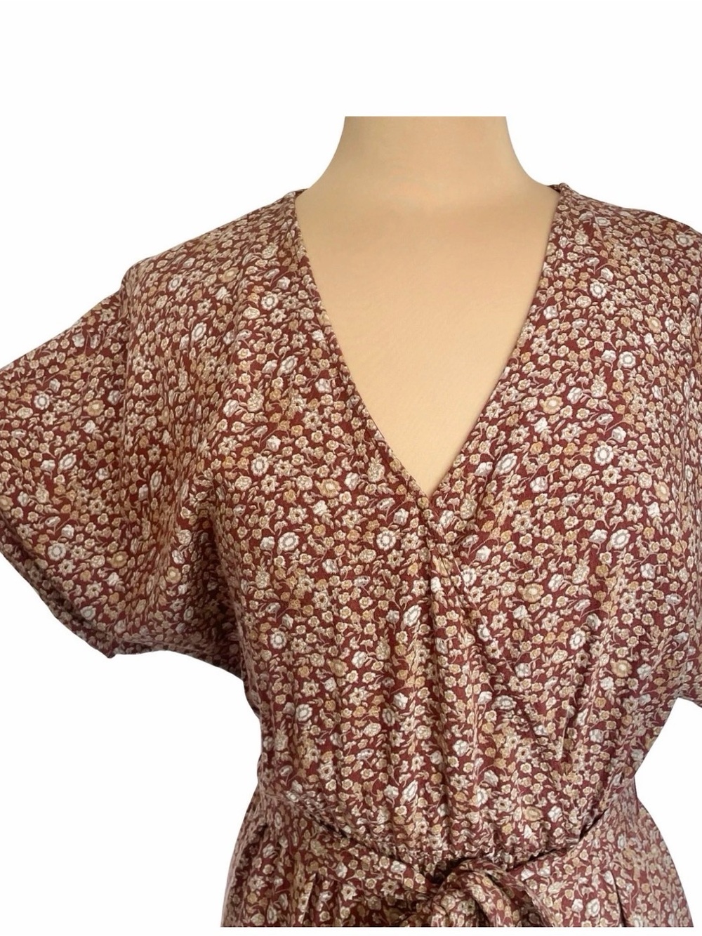 Women's Knox Rose Midi Dress Floral with Tie Waist Flowy Sleeves Boho Fall Dress - Picture 5 of 9